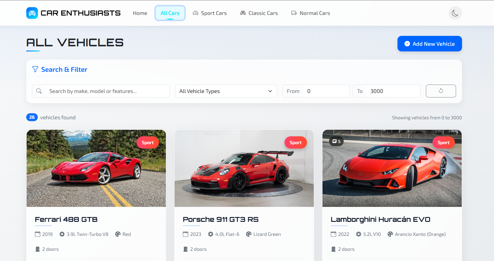 Car Enthusiasts - Comprehensive Car Catalog